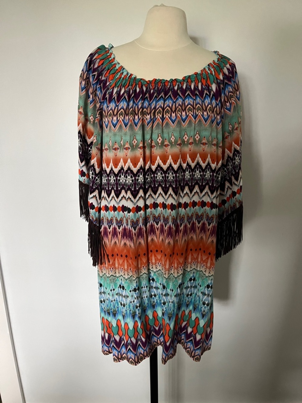 ivy jane Multicolor Boho Midi Dress with Fringe